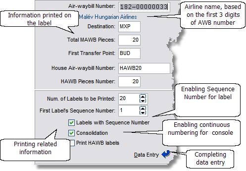 English Manual 3.5 Entering label information The left side of the main window contains edit boxes to enter label data. You can switch between input fields with TAB or ENTER key.