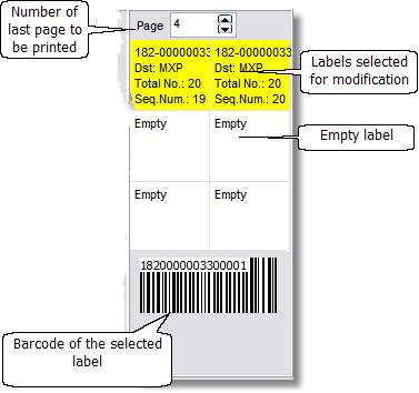 English Manual 3.6 Label information, modifiing or erasing label data You can modify the label data using the squares representing entered labels on the right side of the main window.