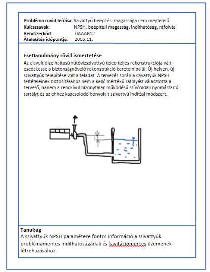 3. ábra Tapasztalat-katalógus formalapja Az alábbiakban részletek láthatók a Konstrukció-katalógusból, amely jelenleg fejlesztés alatt van.