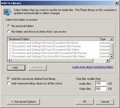 4.2.1 Zene és fotó fájlok hozzáadása a Windows Media Player könyvtárhoz Alapértelmezett esetben a Windows Media Player automatikusan minden tárolt zene és fotó fájlt a Zenéim és Fotóim