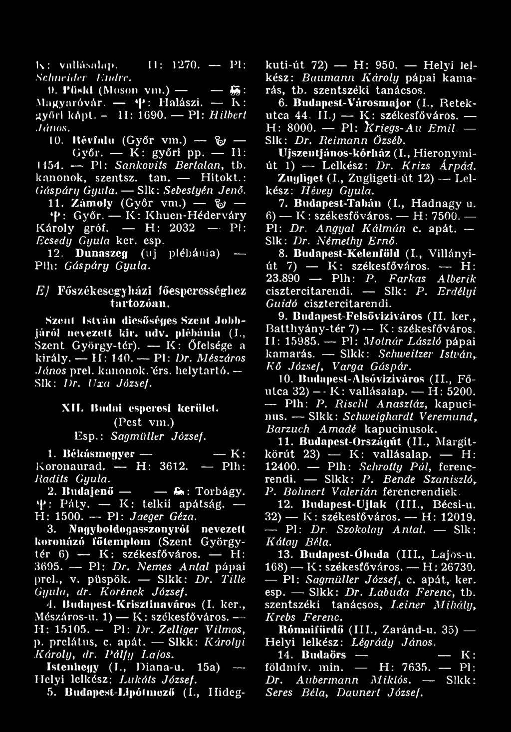 H : 2032 Pl: Ecsedy Gyula kér. esp. 12. Dunaszcg (uj plébánia) Plh: Gáspáry Gyula. EJ Főszékesegyházi főesperességhez tartozóan. Széni István dicsőséges Szent Jobbjáról nevezett kir. udv.