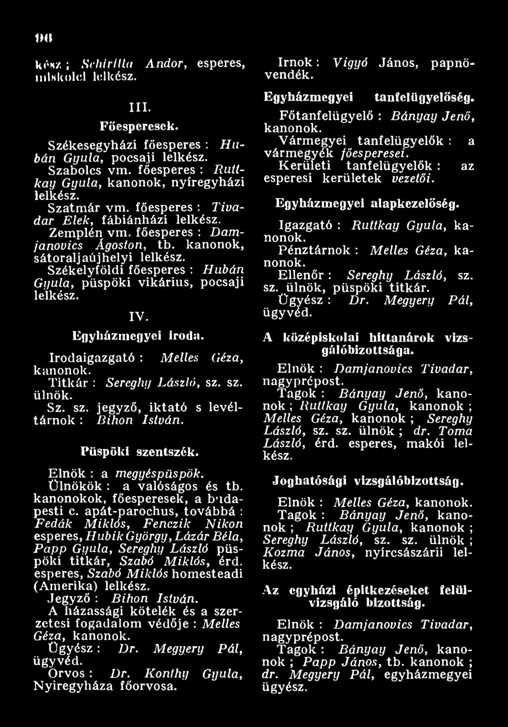 kanonokok, főesperesek, a budapesti c.