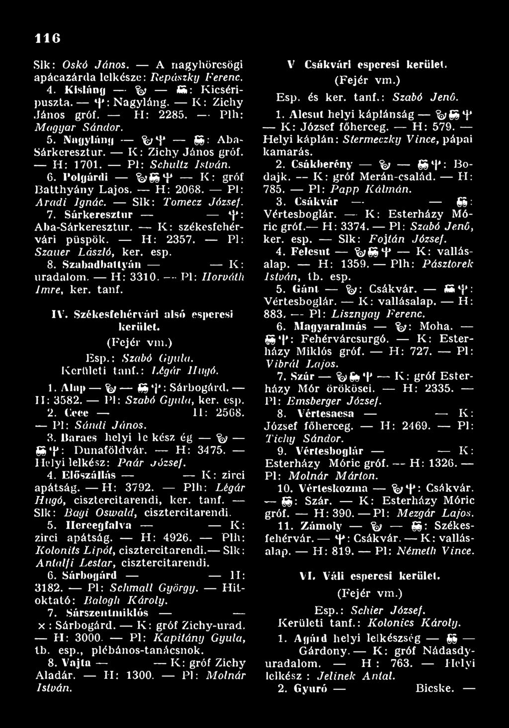 I I : 3582. P l: S z a b ó G y u la, kér. esp. 2. Cece II: 25G8. Pl: S á m l i J á n o s. 3. llaracs helyi le kész ég % S l'j': Dunaföldvár. - H : 3475. Helyi lelkész: P a á r J ó z s e f. 4.