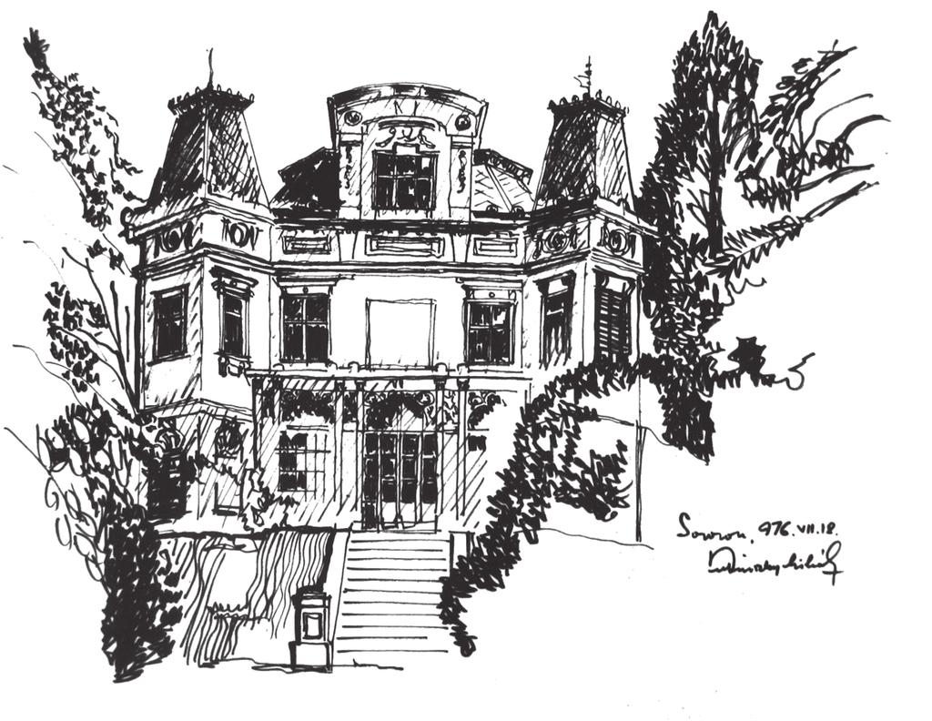 Kubinsszky Mihály: A Zettl-Langer-villa, Hársfa sor, tusrajz, 1976. (A Kubinszky család tulajdonában) rosrendezési tervekig.
