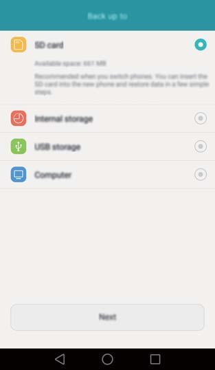 Adatok átvitele A készülék alapértelmezés szerint a biztonsági mentéssel érintett adatokat a HuaweiBackup mappába menti a Fájlok menüpont alatt.