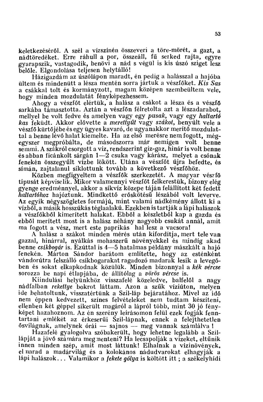 53 keletkezéséről. A szél a vízszínén összeveri a töre-mörét, a gazt, a nádtöredéket.