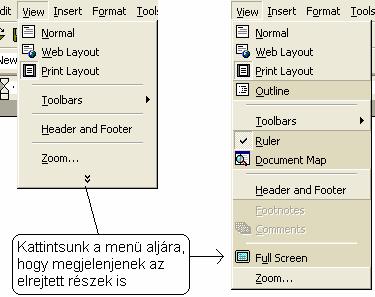 A WORD ALAPJAI 15 A megújult Office A Microsoft Office 2000 asztal használatát egyszerűbbé tehetjük az új szolgáltatásokkal.