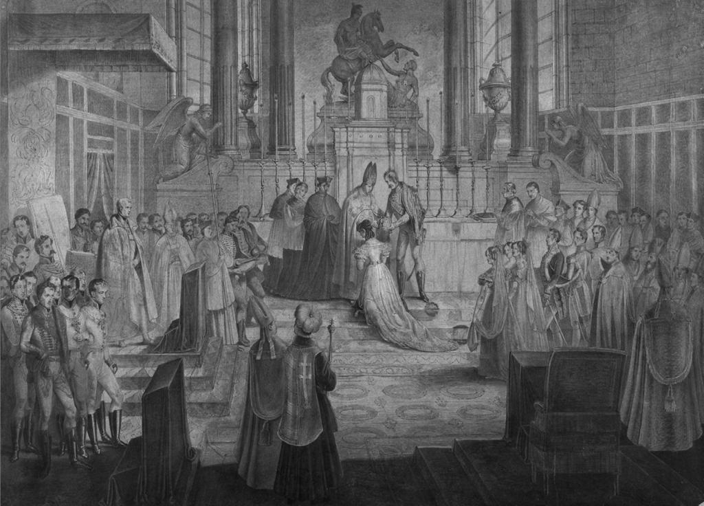 Karolina Auguszta magyar királyné koronázása a pozsonyi Szent Márton-dómban 1825. szeptember 25-én (Magyar Nemzeti Múzeum, Budapest; Történelmi Képcsarnok ltsz. 2066.