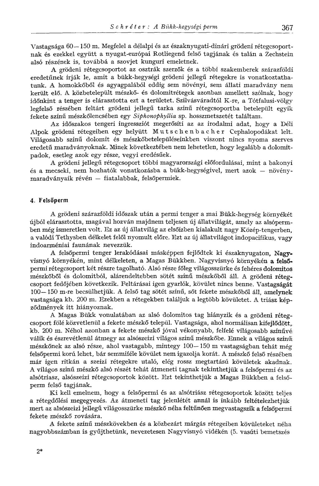 Schréter: A Bükk-hegységi perm 367 Vastagsága 60 150 m.
