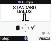 Bólus beadása - Standard bólus Standard bólus beprogramozása távolról a vércukormérő segítségével 1. 2. 3.