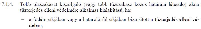 MIND VILLAMOS, MIND A GÉPÉSZETI AKNA KIALAKÍTÁSÁNÁL TŰZTERJEDÉS GÁTLÁS MEGVALÓSÍTÁSÁRA KÉT MEGOLDÁST JAVASOL: - AZ AKNÁN BELÜL A FÖDÉM SÍKOKBAN A KORÁBBAN MÁR EMLÍTETT MÓDON - TÖRTÉNŐ LEZÁRÁST, EKKOR