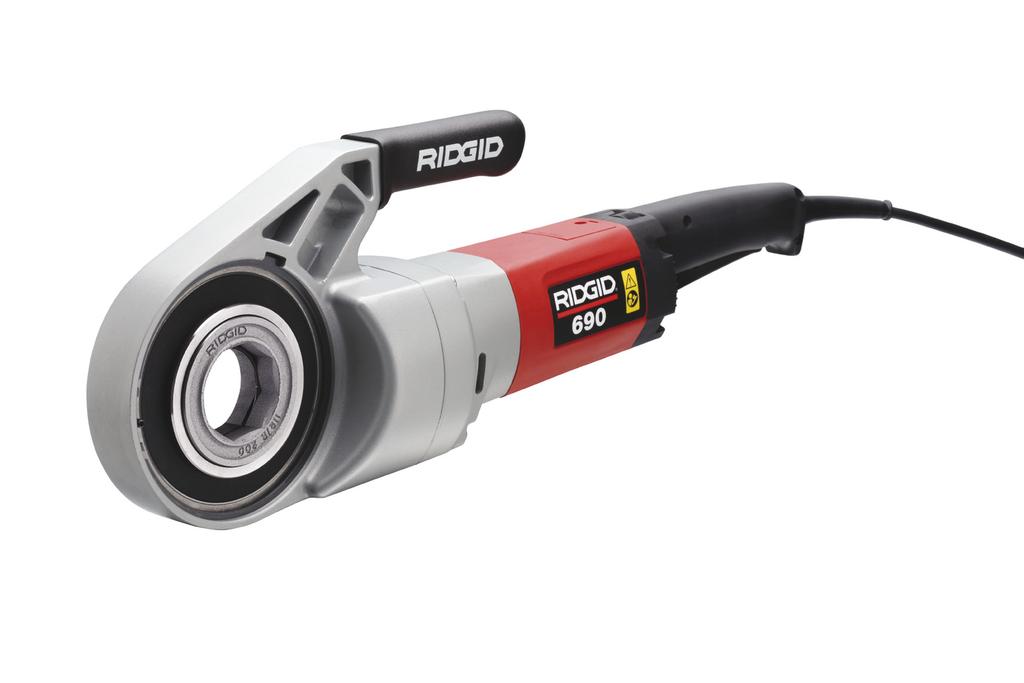 690-es típusú, motoros hajtású A 690-es motoros hajtású modell könnyű és nagy teljesítményű kézi menetvágógép. 4-2" (6-50 mm) csőmenetvágásra tervezve, -R menetvágófejekkel használva.