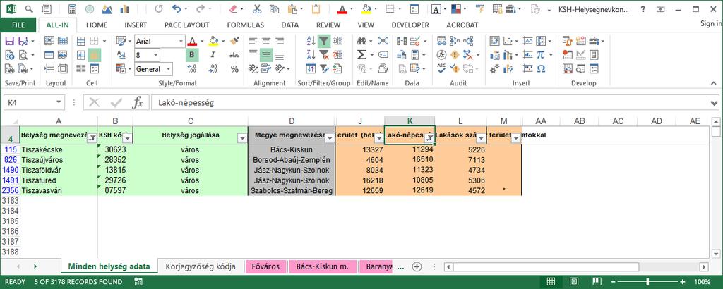 Szűrés adatok szűrése Adatok Szűrő Data