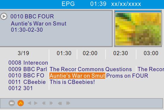 User Manual 4.3 Accessing the Electronic Program Guide (EPG) - continued In "Time bar"menu: Exit time bar. Back to the current time.