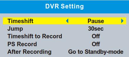 In "Media Player" menu, select "DVR Setting", press "OK" button to enter "DVR Setting"menu.