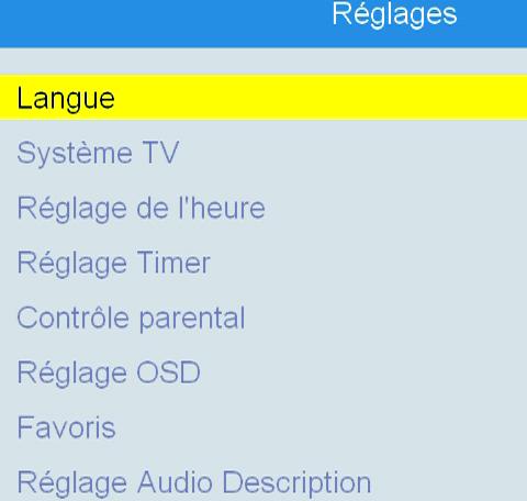 Mode d emploi 6. Menu réglages Normalement, votre adaptateur TR 63 est correctement réglé lors de sa première mise en service (menu d installation automatique).