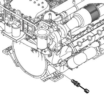 A nyomáskapcsoló a motor jobboldalán, a lendkerék ház mellett található a DP6H & DQ6H motormodelleken (#33A. ábra) és az olaj szűrők mellett a DR8H, DS0H, és DT2H motormodelleken, ahogyan látható.