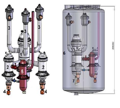 eltávolító rendszer Primer keringető ventillátorok és 4 indítómotoraik 5 Opcionálisan beépíthető He-levegő