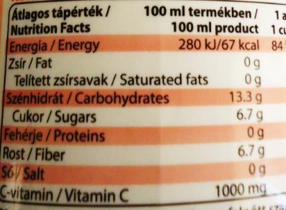 Vitamin, ásványi anyag C-vitaminban gazdag étrend-kiegészítő ital A termék a jelöléssel ellentétben: csak 90,9