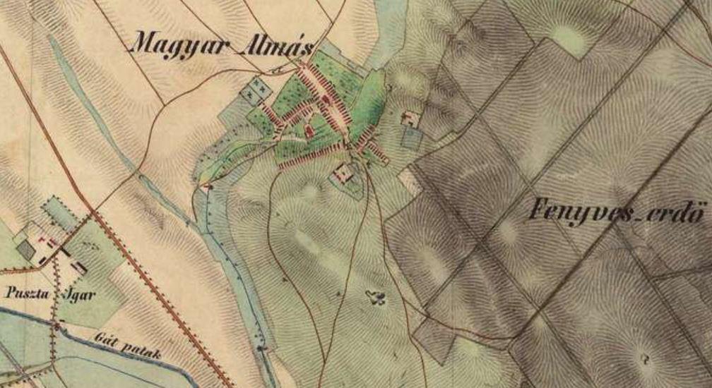 TÖRTÉNETI TELEPÜLÉSI TERÜLET A történeti települési terület lehatárolása egybeesik a II. katonai felmérés (1806-1869) ábrázolt lakott területtel, mely a település magját adja.