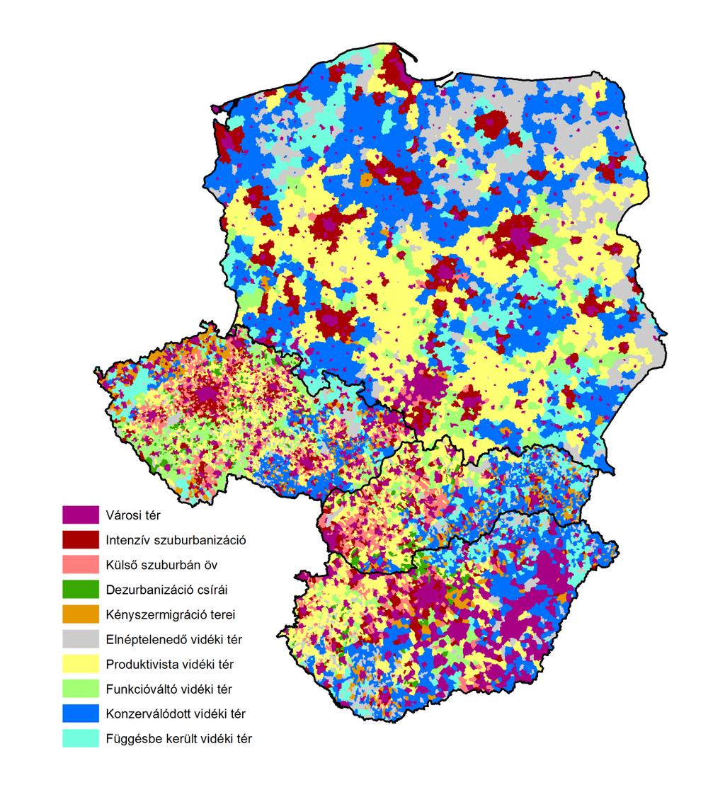 4.4. A visegrádi országok vidéki tértípusai Az előző két alfejezet főbb konklúzióit tömören úgy összegezhetjük, hogy a vizsgált országok vidéki terei egy részében a rendszerváltás után jelentős