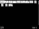 Dátumlista: Visszatérés a 72 képes visszajátszáshoz. Kisképek listája: A kijelölt fénykép nagyításához nyomja meg és tartsa lenyomva a X (T) gombot.