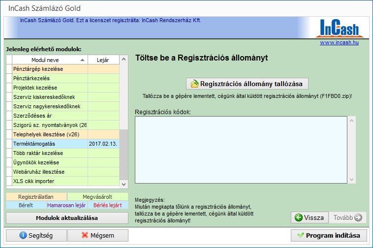 ) válassza a harmadik pciót: Regisztrációs állmány betöltése, majd kattintsn a Tvább gmbra: