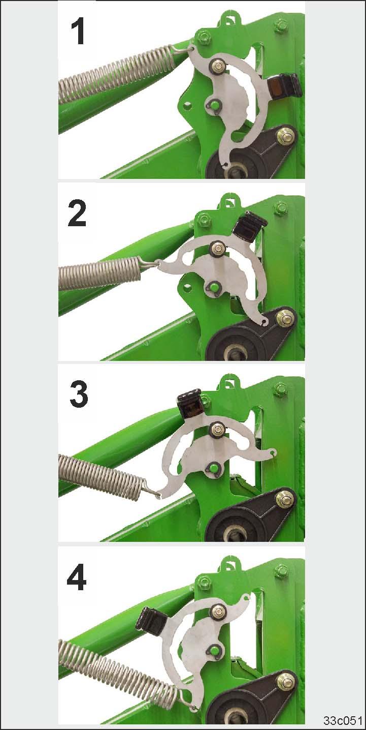 Beállítások 4. A beállító-kart csavarja a kívánt terhelési fokozatba (/4) Beállító kar helyzete (170 ábra/...) (1) = tehermentesítés (2) = semleges (3) = 50 % terhelés (4) = 100 % terhelés 5.