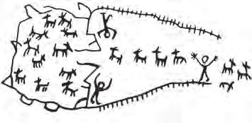 4. Ez az ősi, sziklába karcolt rajz vadkecskék befogását ábrázolja.