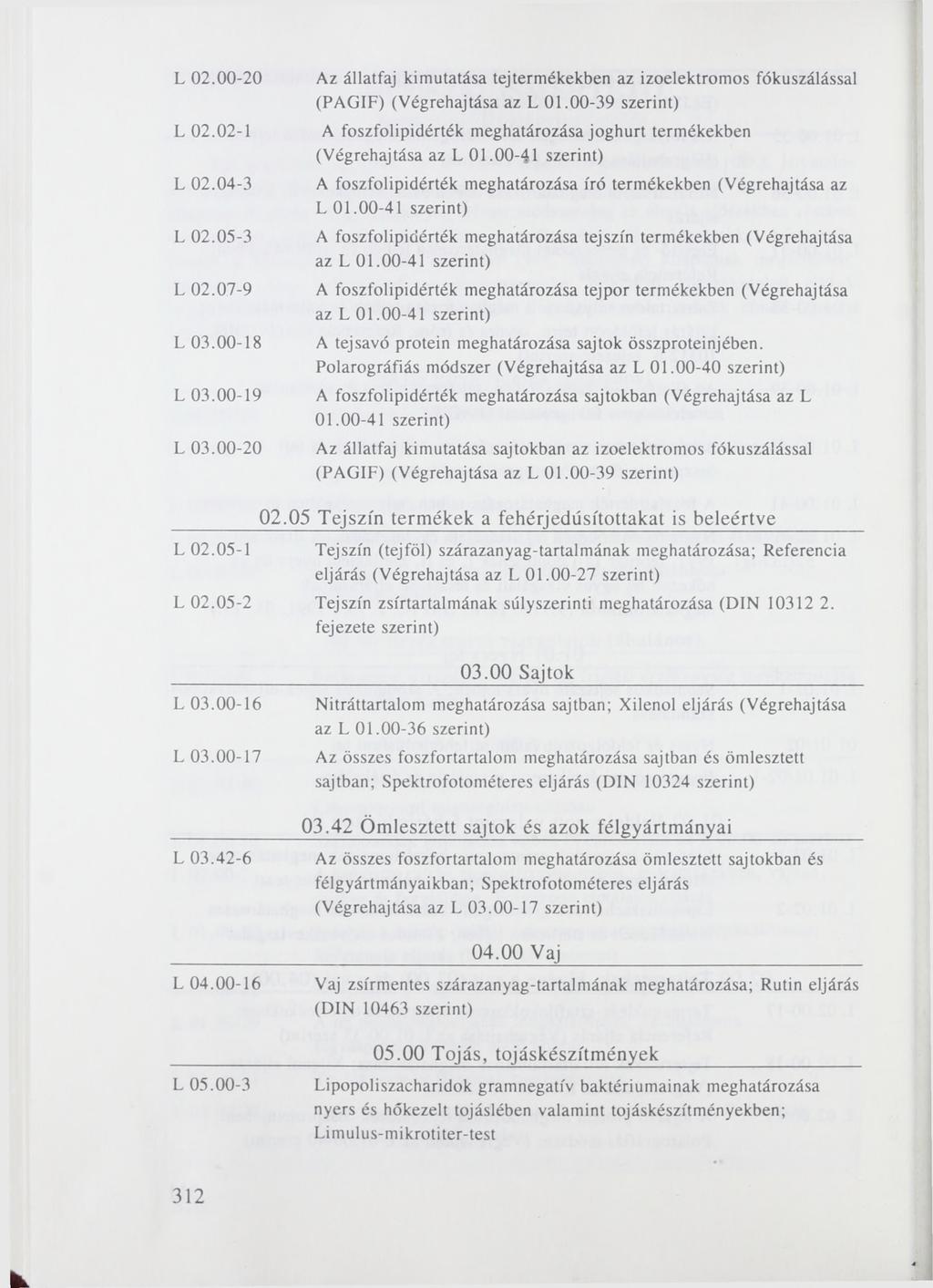 L 02.00-20 L 02.02-1 L 02.04-3 L 02.05-3 L 02.07-9 L 03.00-18 L 03.00-19 L 03.00-20 Az állatfaj kimutatása tejtermékekben az izoelektromos fókuszálással (PAGIF) (Végrehajtása az L 01.