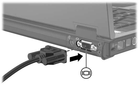 Multimédiás hardverek A küls monitor portjának használata A külső monitor portja külső megjelenítőeszközök, például külső monitor vagy kivetítő számítógéphez történő csatlakoztatására szolgál.