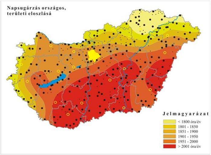 Napenergia Magyarországon Magyarországi potenciál: 390 000 PJ/év (Közel négyszázszorosa az éves hazai energiafelhasználásnak de ez csak elvi!