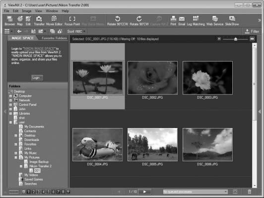 Képek megtekintése A fényképek megjelennek a ViewNX 2 alkalmazásban, amint az átvitel befejeződött. A ViewNX 2 kézi indítása Windows: Kattintson duplán az asztalon található ViewNX 2 parancsikonra.