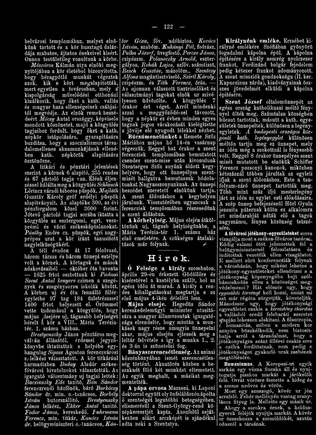 népkörök alapítására ösztönözze., A titkári és pénztári jelentések szerint a körnek 6 alapitó,,255 rendes és 67 pártoló tagja van.