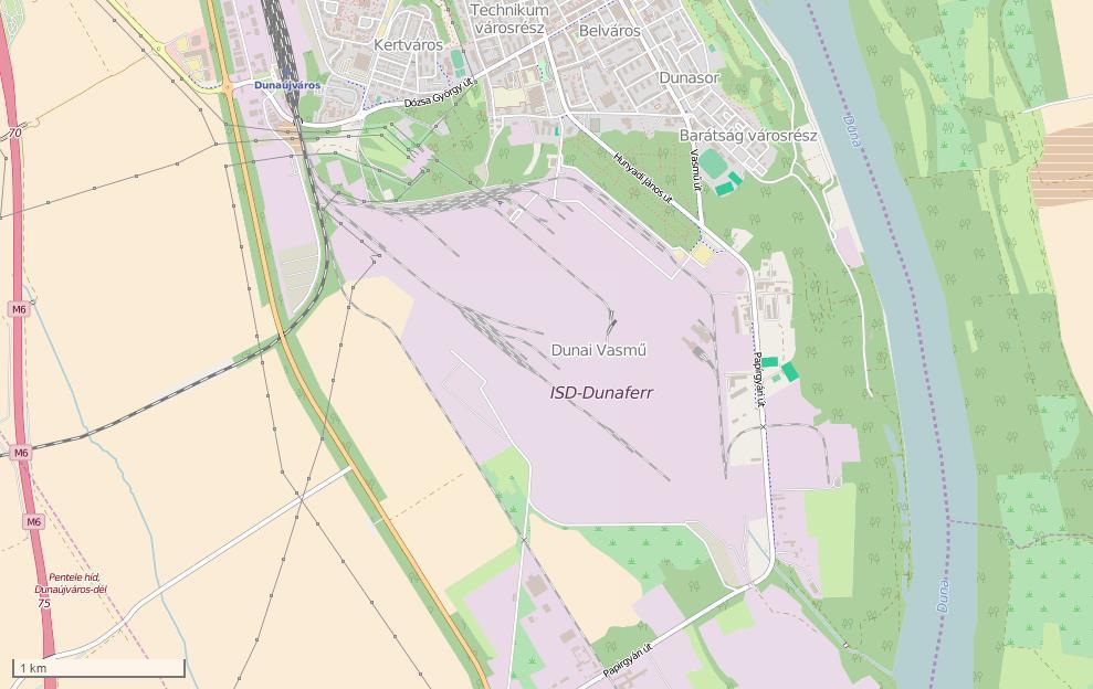2.2. Az üzem környezetének részletes bemutatása Az ISD DUNAFERR Társaságcsoport Fejér megyében, Dunaújváros déli részén, a Duna jobb partjától néhány száz méterre, Dunaújváros közigazgatási