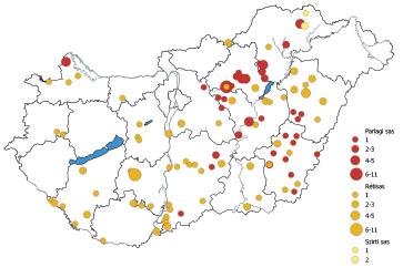 Bács-Kiskun (25), Pest (22) és Csongrád megye (14).