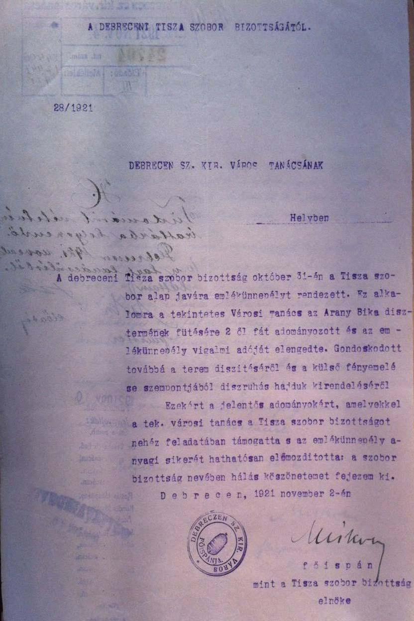 A Hajdú-Bihar Megyei Levéltár Évkönyve XXXIV. Forrás: Az 1921.