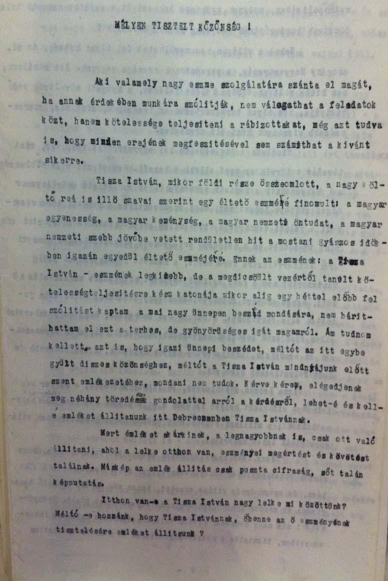 Kanyuk Petra: Hányattatott szoborsors A debreceni Tisza-szobor története 6. sz. melléklet Dr.