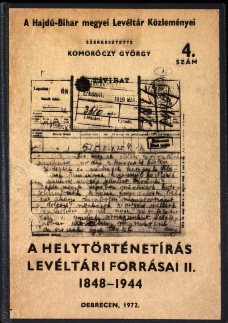 Szendiné Orvos Erzsébet: Komoróczy György tudományos tevékenysége A fondjegyzék alapján készült el A helytörténetírás levéltári forrásai című levéltár-ismertető, melynek első két kötetét Komoróczy
