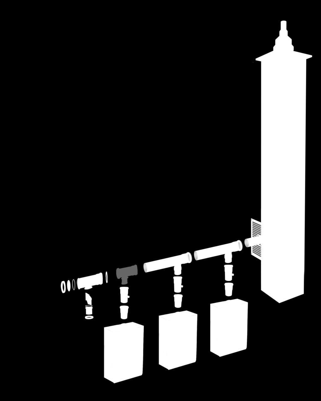 Kaszkád égéstermék elvezetés CAS Ø 80-315 mm leágazás 45, 87 Ø 60-250 mm
