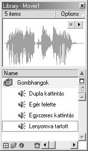 131 Hangok importálása Válasszuk a Fájl [File] menü Importálás[Import] parancsát, AIFF (Macintosh), WAV- (Windows) vagy MP3-hangok (minden platform) importálásához.