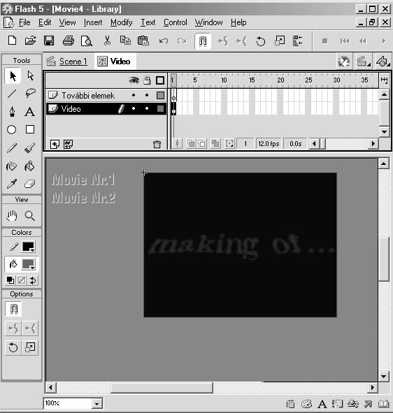 161 Ezután a szimulált QuickTime-filmszakaszt elhelyezhetjük, és az összes további elemet (pl. gombok, háttérhangok) beilleszthetjük. A szimulált QuickTime-filmszakaszhoz hangot is rendelhetünk.