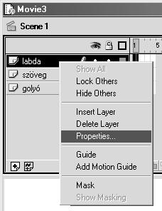 77 Kattintsunk a réteg szimbólumára jobb gombbal (Windows), vagy a Ctrl billentyût lenyomva (Macintosh), hogy az egyes rétegek gyorsmenüit elérjük.
