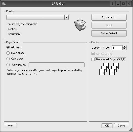 Dokumentum nyomtatása Nyomtatás alkalmazásból A Common UNIX Printing System (Egységes UNIX alapú nyomtatási rendszer, CUPS) használatának köszönhetően számos Linuxalkalmazásból lehetséges a nyomtatás.
