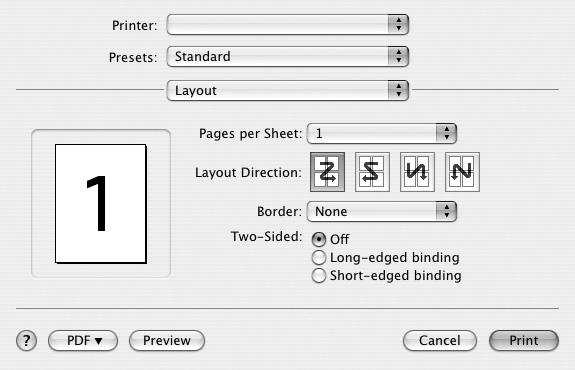 Nyomtatóbeállítások módosítása A nyomtató használatakor fejlett nyomtatási funkciókat is igénybe vehet. A Macintosh-alkalmazásból válassza a Print (Nyomtatás) pontot a File (Fájl) menüből.