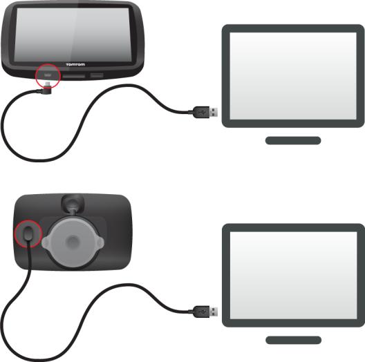 Megjegyzés: KIZÁRÓLAG a Trucker készülékéhez mellékelt USB-kábelt használja. Lehetséges, hogy más USB-kábelek nem fognak működni.