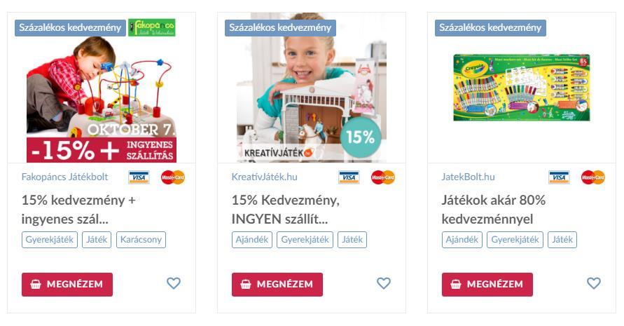 KIEMELÉS: a hirdető állandó helyet kap EGY ÁLTALA VÁLASZTOTT TERMÉKKATEGÓRIA összes ajánlati
