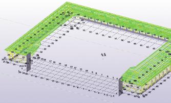 FÉMSZERKEZETEK 2017 \ 40 A Tekla Structures szoftverben készült a nyers referencia modell, amely a ConSteel Tekla import funkciójával került beimportálásra.