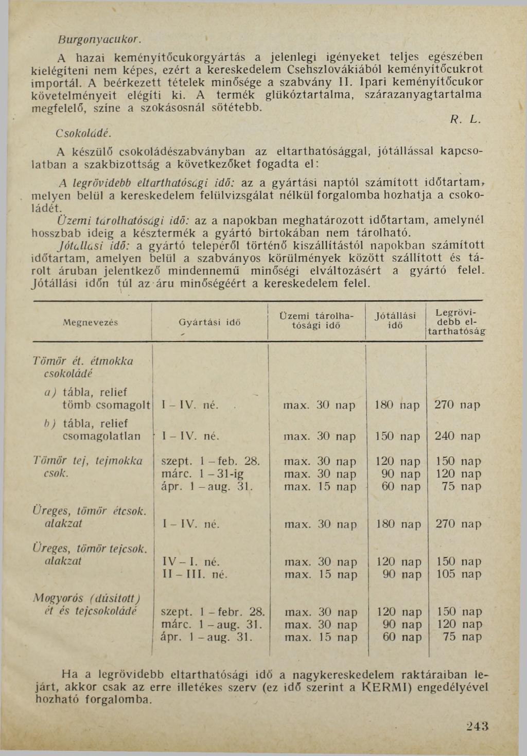 Burgonyacukor. A hazai keményítőcukorgyártás a jelenlegi igényeket teljes egészében kielégíteni nem képes, ezért a kereskedelem Csehszlovákiából keményítőcukrot importál.