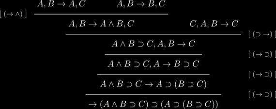 Gentzen kalkulusai Példa A (616) szekvent (ahol ) a szekventkalkulusban a következő levezetfával bizonyítható: A gyakorlatban a szekventkalkulus levezeti szabályait is,,alulról felfelé'' szoktuk